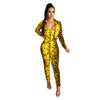 Adogirl Yellow Leopard Print Women Two Piece Set Long Sleeve Short Jacket Coat Top Spaghetti Straps Jumpsuit Sexy Suit