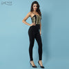 New Black White Jumpsuits Celebrity Party Women Long Jumpsuit Sexy Button Lace Up Club Rompers Bodysuit Clubwear