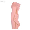 New Women Dress Sexy White Sleeveless Patchwork Ruffles Bodycon Vestidos Celebrity Party Dress Clubwear