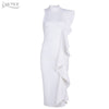 New Women Dress Sexy White Sleeveless Patchwork Ruffles Bodycon Vestidos Celebrity Party Dress Clubwear