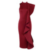 New Women Dress Sexy White Sleeveless Patchwork Ruffles Bodycon Vestidos Celebrity Party Dress Clubwear