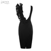2022 New Summer Women Bodycon Bandage Dress Sexy Black V-Neck Ruffles Mesh Backless Vestidos Celebrity Evening Party Dress