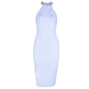 New Women Bandage Dress Luxury Celebrity Evening Party Dresses Sleeveless Split Halter Diamonds Black Dress Vestidos