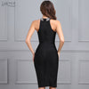 New Women Bandage Dress Luxury Celebrity Evening Party Dresses Sleeveless Split Halter Diamonds Black Dress Vestidos