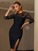 Adyce 2023 Autumn Winter Black Lace Bandage Dress For Women Sexy O Neck Midi Evening Bodycon Club Celebrity Party Outfits Dress