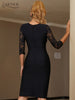 Adyce 2023 Autumn Winter Black Lace Bandage Dress For Women Sexy O Neck Midi Evening Bodycon Club Celebrity Party Outfits Dress