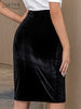 Adyce 2023 Women Black Velvet Skirts Sexy Diamond Bodycon Draped Club Party Streetwear Elegant Office Lady Pencil Skirts