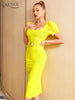 Adyce 2023 Evening Bandage Outfits Dress Women Sexy Short Sleeve Sashes Celebrity Night Club Runway Party Midi Lady Dresses