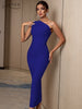 Adyce 2023 Elegant Women One Shoulder Bandage Dress Sexy Sleeveless Bodycon Sky Blue Celebrity Evening Party Dresses