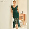 Adyce 2023 Spaghetti Strap Lace Sleeveless Party Bandage Dress Sexy Women Green Midi Bodycon Celebrity Runway Club Dress