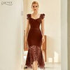 Adyce 2023 Spaghetti Strap Lace Sleeveless Party Bandage Dress Sexy Women Green Midi Bodycon Celebrity Runway Club Dress