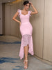 Adyce 2023 Spaghetti Strap Lace Sleeveless Party Bandage Dress Sexy Women Green Midi Bodycon Celebrity Runway Club Dress