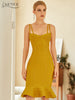 Adyce 2023 Spaghetti Strap Mermaid Bodycon Bandage Dress Sexy Women Summer Sleeveless Club Celebrity Runway Party Mini Dress