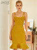 Adyce 2023 Spaghetti Strap Mermaid Bodycon Bandage Dress Sexy Women Summer Sleeveless Club Celebrity Runway Party Mini Dress