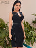 Adyce 2023 Summer Beading Bodycon Bandage Dress Women Sexy Hollow Out Black Lace Club Celebrity Evening Party Dress Vestidos