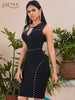 Adyce 2023 Summer Beading Bodycon Bandage Dress Women Sexy Hollow Out Black Lace Club Celebrity Evening Party Dress Vestidos