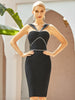 Adyce 2023 Summer Black Bodycon Bandage Dress Women Sexy Sleeveless Diamond Midi Celebrity Evening Runway Club Party Dresses