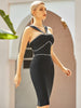 Adyce 2023 Summer Black Bodycon Bandage Dress Women Sexy Sleeveless Diamond Midi Celebrity Evening Runway Club Party Dresses