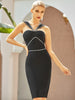 Adyce 2023 Summer Black Bodycon Bandage Dress Women Sexy Sleeveless Diamond Midi Celebrity Evening Runway Club Party Dresses