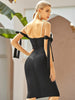 Adyce 2023 Summer Black Off Shoulder Bandage Dress Women Sexy  Diamonds Midi Celebrity Evening Runway Club Party Dress