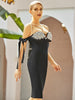 Adyce 2023 Summer Black Off Shoulder Bandage Dress Women Sexy  Diamonds Midi Celebrity Evening Runway Club Party Dress