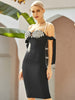 Adyce 2023 Summer Black Off Shoulder Bandage Dress Women Sexy  Diamonds Midi Celebrity Evening Runway Club Party Dress