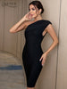 Adyce 2023 Summer Black One Shoulder Bandage Dress Women Sexy Sleeveless Bodycon Club Celebrity Evening Party Dress Vestidos