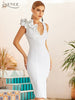 Adyce 2023 Summer Bodycon Club Ruffles Bandage Dress Women Sexy Deep V Neck Tank White Celebrity Runway Party Dress Vestidos