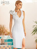 Adyce 2023 Summer Bodycon Club Ruffles Bandage Dress Women Sexy Deep V Neck Tank White Celebrity Runway Party Dress Vestidos