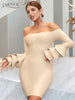 Adyce 2023 Summer Butterfly Long Sleeve Bandage Dress Women Sexy Off Shoulder Celebrity Evening Runway Bodycon Party Dresses
