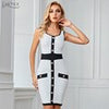 Adyce 2023 Summer Club Bodycon Bandage Dress Women Sexy Sleeveless Tank Buttons Mini Patchwork Celebrity Evening Party Dress