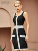 Adyce 2023 Summer Club Bodycon Bandage Dress Women Sexy Sleeveless Tank Buttons Mini Patchwork Celebrity Evening Party Dress