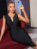 Adyce 2023 Summer Elegant Women's Bandage Dress Sexy Tank Sleeveless V Neck Black Ruffles Evening Celebrity Club Party Dress