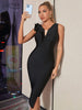 Adyce 2023 Summer Elegant Women's Bandage Dress Sexy Tank Sleeveless V Neck Black Ruffles Evening Celebrity Club Party Dress