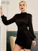 Adyce 2023 Summer Black Mini Dress For Women Sexy Long Sleeve Draped Runway Club Party Outwear Bodycon Outfits Dress
