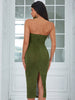 Adyce 2023 Summer Women Midi Dress Sexy Halter V Neck Green Sleeveless Celebrity Evening Draped Party Dress Outfits