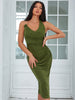 Adyce 2023 Summer Women Midi Dress Sexy Halter V Neck Green Sleeveless Celebrity Evening Draped Party Dress Outfits