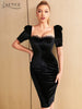 Adyce 2023 Summer Women Velvet Dress Sexy Lace Short Sleeve Elegant Birthday Midi Club Celebrity Evening Party Dress