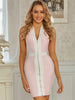 Adyce 2023 Summer Halter Sleeveless V Neck Patchwork Club Bandage Dress Sexy Backless Celebrity Runway Party Bodycon Dresses