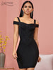 Adyce 2023 Summer Off Shoulder Bodycon Bandage Dress Women Sexy Spaghetti Strap Strapless Club Celebrity Evening Party Dress