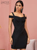 Adyce 2023 Summer Off Shoulder Bodycon Bandage Dress Women Sexy Spaghetti Strap Strapless Club Celebrity Evening Party Dress