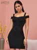 Adyce 2023 Summer Off Shoulder Bodycon Bandage Dress Women Sexy Spaghetti Strap Strapless Club Celebrity Evening Party Dress