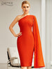 Adyce 2023 Summer One Shoulder Bodycon Bandage Dress Sexy Sleeveless Strapless Midi Celebrity Evening Runway Party Dress