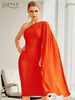 Adyce 2023 Summer One Shoulder Bodycon Bandage Dress Sexy Sleeveless Strapless Midi Celebrity Evening Runway Party Dress