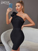 Adyce 2023 Summer One Shoulder Ruffles Bodycon Bandage Dress Women Sexy Sleeveless Black Celebrity Runway Club Party Dresses