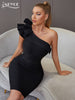 Adyce 2023 Summer One Shoulder Ruffles Bodycon Bandage Dress Women Sexy Sleeveless Black Celebrity Runway Club Party Dresses