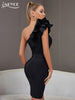 Adyce 2023 Summer One Shoulder Ruffles Bodycon Bandage Dress Women Sexy Sleeveless Black Celebrity Runway Club Party Dresses