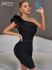 Adyce 2023 Summer One Shoulder Ruffles Bodycon Bandage Dress Women Sexy Sleeveless Black Celebrity Runway Club Party Dresses