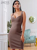 Adyce 2023 Summer Party Bandage Dress Women Sexy Sleeveless Spaghetti Strap Bodycon Midi Khaki Celebrity Evening Club Dress