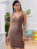 Adyce 2023 Summer Party Bandage Dress Women Sexy Sleeveless Spaghetti Strap Bodycon Midi Khaki Celebrity Evening Club Dress